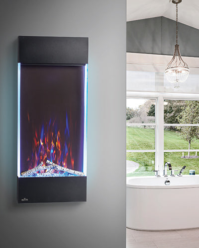 Napoleon Allure Electric Fireplace in a bathroom setting